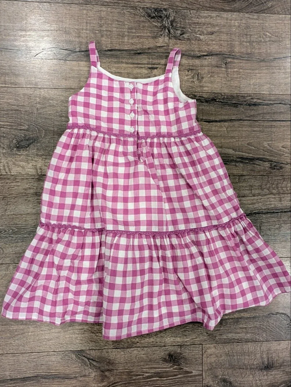 Janie & Jack Size 6 Pink Plaid  Dress 100% Cotton Fully Lined Summer Barbie